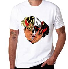 1 Trendy Character Print Shirt For Streetwear, White Hip Hop T-shirt With Front Print, White T-shirt With Character Print For Streetwear, Trendy White Shirt With Front Print, White Hip Hop Tops With Character Print, White Hip Hop Shirt For Summer, White Hip Hop Style Shirt For Summer, Brimless Hat, Distressed Jacket