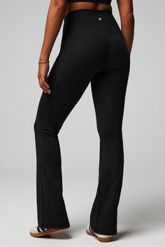 Oasis Pureluxe High-Waisted Pocket Kick Flare Fabletics black female Activewear >> Womens >> Bottoms >> Pants & Joggers >> Joggers PureLuxe regular Yoga and Studio 4-Way Stretch/External Pocket/Moisture-Wicking Womens Yoga Pants, Female Activewear, Fabletics Leggings, High Waist Yoga Pants, Soft Pants, Kick Flares, Pants And Leggings, Flare Trousers, Active Wear For Women