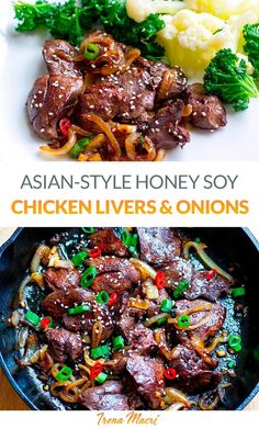 Healthy and delicious chicken livers and onions finished with garlic, honey and soy sauce. Serve over rice or noodles or with stir-fried/steamed vegetables or cauliflower rice for a low-carb version. This chicken liver recipe might change your mind about organ meats! via @irena_macri Chicken Livers And Onions, Japanese Style Chicken, Soy Garlic Sauce, Asian Style Chicken, Soy Sauce Recipe, Fried Chicken Livers, Chicken Liver Recipes, Braised Chicken Breast, Chicken Recipe Air Fryer