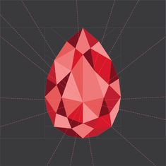 a red diamond is shown in the middle of a black and gray background with lines