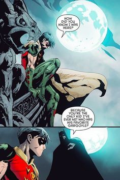 batman and robin wayne in the dark knight comics, one is talking to another person