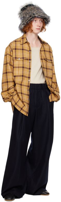 Brushed cotton- and polyester-blend flannel shirt. Check pattern throughout. · Spread collar · Button closure · Flap pockets at chest · Shirttail hem · Dropped shoulders · Adjustable single-button barrel cuffs Supplier color: Yellow Plaid Button-up Top With Welt Pockets, Plaid Shirt With Welt Pockets For Fall, Fall Plaid Shirt With Welt Pockets, Flannel Workwear Tops With Pockets, Flannel Shirt For Workwear In Fall, Flannel Work Shirt For Fall, Flannel Long Sleeve Work Shirt, Long Sleeve Flannel Shirt For Work, Flannel Work Shirt With Pockets