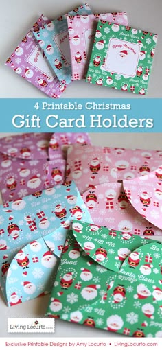 four printable christmas gift card holders