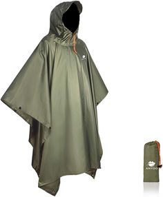 100% Polyester Imported Keep You Dry: Our Anyoo Unisex Adult Rain Poncho will keep you nice and dry, regardless of whether you are hillwalking or cycling. It is hooded with a cord adjuster to well protect your face, hook and loop fasteners along the sides ensures the perfect fit. Made of 210T ripstop polyester fabric + PVC coating, this rain poncho is PU3000MM waterproof. Each poncho is a piece of complete cloth which sewn together with the hood part. The overlock is well glued to prevent leakin Camping Gift Baskets, Poncho Raincoat, Waterproof Poncho, Raincoat Jacket, Hook And Loop Fasteners, Rain Poncho, Rain Gear, Camping Gifts, Hooded Coat