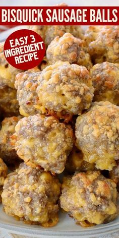 Bisquick Sausage Balls are an easy Southern appetizer, made with only 3 ingredients, including sausage, cheddar cheese and Bisquick. These classic sausage balls are made in less than 30 minutes, and are great for a game day snack, and always a hit at parties! Gluten Free Sausage Cheese Balls, Biscuit Sausage Balls, Gluten Free Sausage Balls, Pancake Sausage