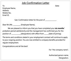 a job letter is shown in this image