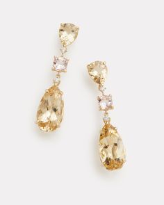 18K Yellow Gold Yellow Beryl, Morganite, and Diamond Pear Shape Drop Earring, .11 TCW1 5/8 Inch Long x 3/8 Inch Wide Style# YESYBMNW Elegant Yellow Gold Multi-stone Earrings, Formal Yellow Gold Multi-stone Earrings, Formal 14k Gold Multi-stone Earrings, Formal Multi-stone 14k Gold Earrings, Classic Yellow Gold Multi-stone Earrings, Yellow Diamond Drop Earrings, Yellow Drop Earrings, Yellow Diamond Earrings, Yellow Diamond Earring