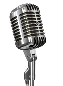 a silver microphone with the words lny on it and an image of a white background