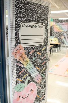 the composition book is on display in the classroom