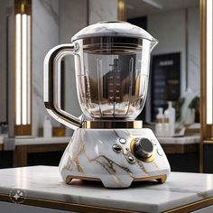 a blender sitting on top of a counter in a kitchen