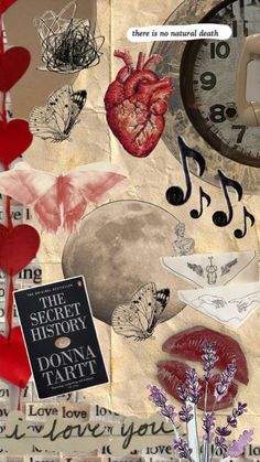 a collage of various images with hearts, flowers and music notes