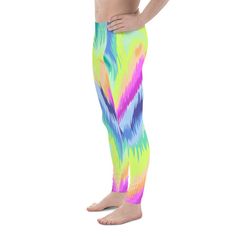 This bright and colorful design is a free and colorful interpretation of of a sound wave.
The Gearbunch Rave Sound Wave Meggings is a  vibrant and unique rainbow design in bright orange, pink, yellow, blue and purple.
The super soft and stretchy material makes these Men's Leggings the perfect choice for a variety of activities, and you can wear them on their own or under shorts. 
The Gearbunch Meggings are bound to become your favorite workout apparel! Spring Multicolor Leggings For Sports, Playful Multicolor Activewear For Workout, Playful Multicolor Leggings For Spring, Playful Stretch Multicolor Activewear, Playful Multicolor Stretch Activewear, Multicolor Stretch Bottoms For Pride, Summer Workout Multicolor Leggings, Multicolor Non-stretch Festival Bottoms, Multicolor Stretch Rave Bottoms