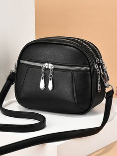 Negro Elegante Collar  Cuerina Liso Bolso cuadrado Embellished Urban Explorer, Cell Phone Pouch, Pockets Fashion, Phone Pouch, Square Bag, Small Bag, Leather Shoulder Bag, Bags Women, Pu Leather