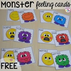 monster feelings cards with free printables