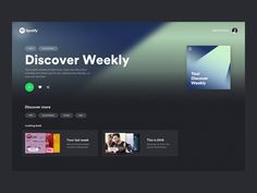 an image of a web page that is very clean and well organized, with the words discovery weekly on it