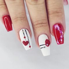 Valentines Nail Art Designs, Heart Nail Designs, Special Nails, Valentine Nail Art, February Nails, Nail Designs Valentines, Saint Valentine