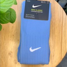 Color Baby Blue Unisex Lightweight Fabric: Nike Over-The-Calf Soccer Socks Are Made With Spandex Material That Provides Stretch And Lightweight Support With Dri-Fit Blue Non-slip Sporty Socks, Sporty Non-slip Blue Socks, Blue Casual Training Socks, Casual Blue Training Socks, Blue Non-slip Casual Socks, Blue Non-slip Stretch Socks, Blue Stretch Non-slip Socks, Casual Blue Non-slip Socks, Blue Fitted Comfortable Socks