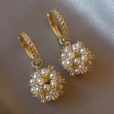 Pearl Bridal Drop Earrings Fancy Earrings Pearl, Gold Earrings Indian Bridal Jewelry, Pearl Jewelry Wedding Indian Gold Earrings, Luxury Gold Jhumkas With Pearl Drop, Light Weight Buttalu Earrings Gold, Partywear Earrings, Pearl Ball Earrings, Pearl Cluster Earrings, Long Pearl Earrings