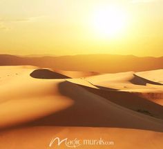 the sun is setting over sand dunes in the desert