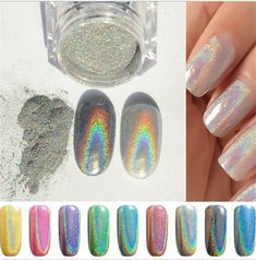 1g Holographic Holo Chrome Glitter Dust 3D Nail Art Decor Pretty DIY SY MS Grey acrylic nails | Christmas nails acrylic | Coffin nails designs | Nail inspo | Silver glitter nails | Nail ideas acrylic | Ombre | Acrylic | Christmas | Simple | Summer | Silver | Pink Mirror Nails Powder, Nail Glitter Powder, Holo Nails, Chrome Nail Powder, Powder Manicure, Magic Nails, Nail Effects, Mirror Nails, Cheap Nail