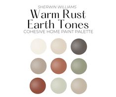 the front cover of shewn williams's warm rust earth tones, which includes different shades