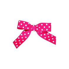 a pink bow with white polka dots on it