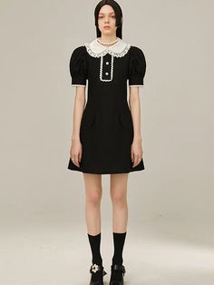 Short Sleeve Doll Collar Short Dress - DIDDI MODA – ARCANA ARCHIVE High Collar Dress Short, Luxury Short Sleeve Mini Dress, Doll Collar Dress, Doll Collar, Collar Dress, Short Dress, Shoulder Sleeve, Dresses For Sale, Fashion Forward