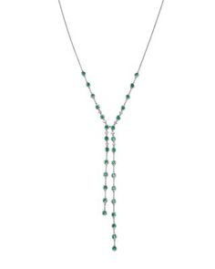 Bloomingdale's Fine Collection Emerald & Diamond Lariat Necklace in 14K White Gold, 18 - Exclusive Gemstone Lariat Necklace, Diamond Lariat Necklace, Basket Ideas, Lariat Necklace, Emerald Diamond, Beading, Emerald, White Gold, Gemstones