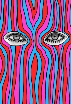 an image of two eyes with red and blue lines in the background, as if they were looking at each other