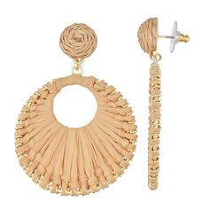 Add a bohemian touch of texture to any ensemble with these natural raffia-wrapped gold tone drop earrings from Sonoma Goods For Life. Click on this JEWELRY & WATCHES GUIDE to learn about fit, styles, materials and more! Add a bohemian touch of texture to any ensemble with these natural raffia-wrapped gold tone drop earrings from Sonoma Goods For Life. Click on this JEWELRY & WATCHES GUIDE to learn about fit, styles, materials and more! FEATURES Length: 60 mm Backings: post Metal: alloy Material: Post Metal, Jewelry Earrings Hoops, For Life, Jewelry Watches, Gold Tones, Hoop Earrings, Jewelry Earrings, Women Jewelry, Drop Earrings