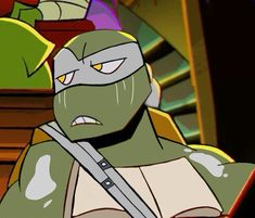 an animated image of a teenage mutant holding a knife