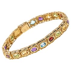 1st Dibs, Modern Bracelets, Textured Design, Gold Line, Diamond Cut, Oval Cut, Link Bracelets, Blue Topaz, Citrine