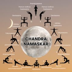 Chandra Namaskar, ou Saudação à Lua, é uma sequência de asanas que homenageia à energia serena e receptiva da lua, ajudando-nos a conectarmo-nos com ela. Esta prática suave e fluida é uma viagem através das fases da lua, da lua nova à lua cheia, convidando-nos a sintonizarmo-nos com a nossa própria natureza intuitiva e receptiva. #chandranamaskar #saudacaoalua #yoga #yogaflow #moon #lua Moon Namaskar, Chandra Namaskar Yoga, Chandra Namaskar, Quick Yoga, Yoga Facts, Morning Yoga Routine, Surya Namaskar, Yoga Guide