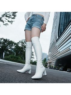 Instantly embolden your look with a dramatic over-the-knee boot crafted from supple suede and racked up on a chunky block heel to heighten the leggy allure.Women's Fall Winter Comfort White Thigh High Boots Black Pointy-Toe And High-Heel Party Over The Knee Boots White         Women Shoes, size features are:Bust: ,Length: ,Sleeve Length: White Thigh High Boots, Winter Comfort, Boots White, Knee Boot, White Shoes Women, Chunky Block Heels, Boots Women Fashion, Thigh High Boots, Thigh High