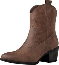 Product Description 100% Vegan Premium Synthetic Leather Upper These Mid-Calf Women's Cowboy Boots Are Made Of High Quality Italian Faux Leather. Women's Boots Should Not Only Provide The Privilege Of Luxury But As Well As Up-To-Date Fashion. Ankle To Mid-Calf Fit With Side Zip Easy To Put On And Off.These Short Cowboy Boots For Women Features Zipper On The Side For Easy On-And-Off. Different Designs These Women's Cowgirl Boots Are Set On Sturdy Block Heels Reinforced With Cool Interpretation Of Western Styles-Cowboy-Inspired Embroidery. For All Occasions: You Can Wear Short Cowgirl Boots All Seasons. Available In Black, Dark Grey, Chocolate Brown, Light Brown.Match Them With You Midi Dresses Or Jeans. Read more Disco Outfits, Women's Cowboy Boots, Cowboy Boots For Women, Short Cowboy Boots, Disco Outfit, Country Concerts, Cowboy Boots Women, Cowboy Cowgirl, Walking Boots