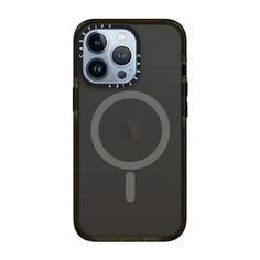 an iphone case with a magnifying glass on the front and back cover in black