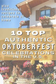 the top 10 authentic oktoberfest celebrations in the u s is featured on this postcard