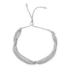 Three strands of fine silver beads twist together elegantly on your wrist. Sterling silver bracelet closes with a drawstring clasp. Clasp Bracelet, Free Bracelet, Crown Jewels, Sterling Silver Bracelet, Fine Silver, Bead Bracelet, Silver Bracelets, Silver Beads, Wedding Ring Bands