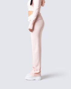 An effortless slay 💓 With a unique and elevated look, these knitted pants feature a ribbed top edge, wide leg, and tab detail for a relaxed and stylish design. They couldn't compete with you even on your casual days 😌 Chic Wide Leg Pants With Ribbed Waistband For Fall, Trendy Wide-leg Winter Sweatpants, Trendy Winter Wide-leg Sweatpants, High Waist Wide Leg Pants For Fall Loungewear, Chic Ribbed Relaxed Fit Bottoms, Chic Ribbed Bottoms With Relaxed Fit, Chic Relaxed Fit Ribbed Bottoms, Stretch Ribbed Wide Leg Pants Full Length, Stretch Wide Leg Pants With Ribbed Waistband For Fall