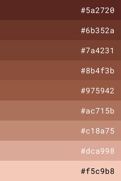 different shades of brown and pink with the numbers in each row on top of them