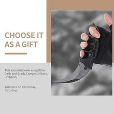 a person holding a knife in their hand with the words choose it as a gift