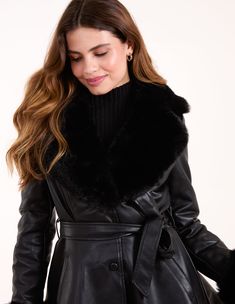 Wrap up warm in style this season by wearing our best-selling faux fur trimmed belted coat from Blue Vanilla. Adding a touch of glam and sophistication with any outfit it's teamed with.100% PolyesterMade in ChinaFaux Fur trimBelted waistModel wears a size 8Model height: : 5ft 7.5 / 171cm Fitted Belted Fur Coat For Fall, Chic Belted Outerwear For Cold Weather, Belted Faux Fur Coat For Winter, Fall Faux Fur Belted Outerwear, Winter Faux Fur Belted Outerwear, Winter Belted Faux Fur Coat, Chic Long Sleeve Belted Fur Coat, Chic Belted Faux Fur Outerwear, Winter Faux Fur Belted Coat