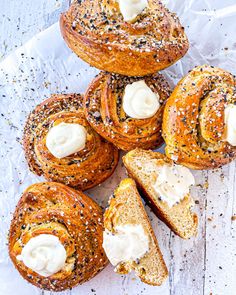 bagels with cream cheese and sprinkles on top