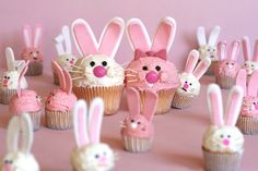 some cupcakes with bunny ears and bunnies on them