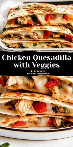 Enjoy a satisfying blend of spiced chicken, caramelized onions, and melted cheese inside perfectly toasted tortillas. Sautéed Veggies, Spiced Chicken