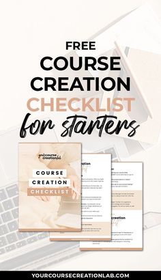 the free course creation checklist for startners is shown with an image of a laptop and