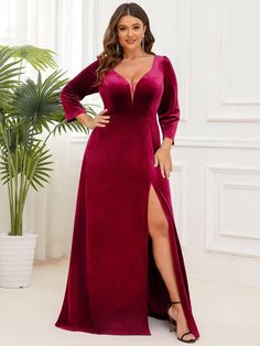 Plus Size Velvet Plunging V-Neck Front Slit 3/4 Sleeve Evening Dress

classy bridesmaids dresses, tobi dresses, skimpy dresses #dressescheap #dresseslounge #dressesfornights Quincenera Dresses, Plus Size Velvet, Dancesport Dresses, Velvet Evening Dress, Dresses Classy, Outfits Dresses, Evening Dresses With Sleeves, Ever Pretty, Bridesmaids Dresses