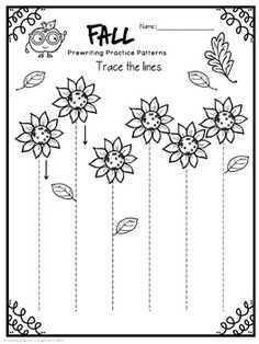 fall worksheet with flowers and leaves