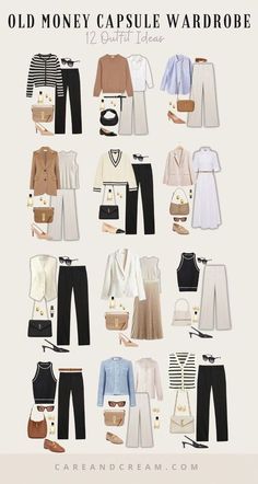 Old Money Capsule Wardrobe, Smart Casual Women Outfits, Capsule Wardrobe Casual, Capsule Wardrobe Women, Fashion Capsule Wardrobe, Classic Style Outfits, Capsule Outfits, Wardrobe Outfits, Stylish Work Outfits