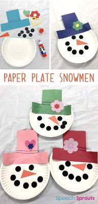 paper plate snowman craft for kids to make